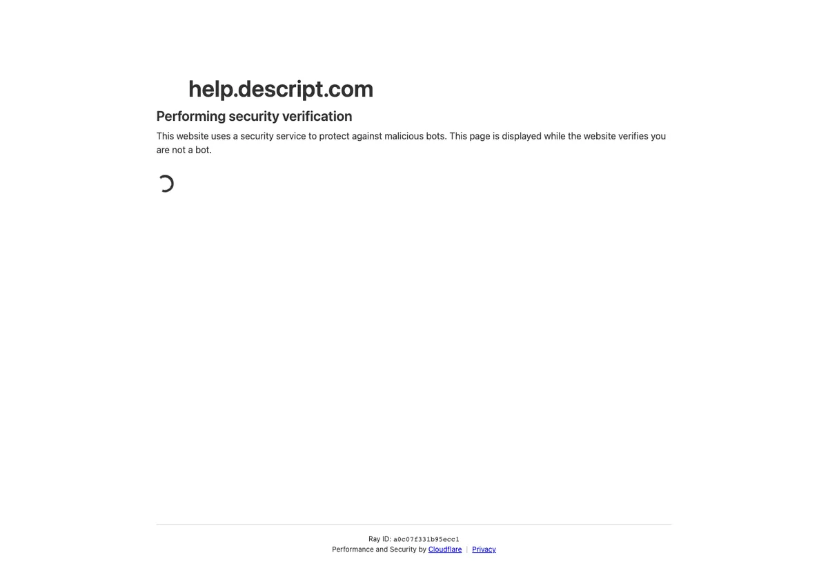 Descript affiliate landing page screenshot