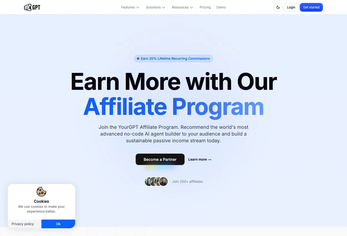 YourGPT affiliate landing page screenshot