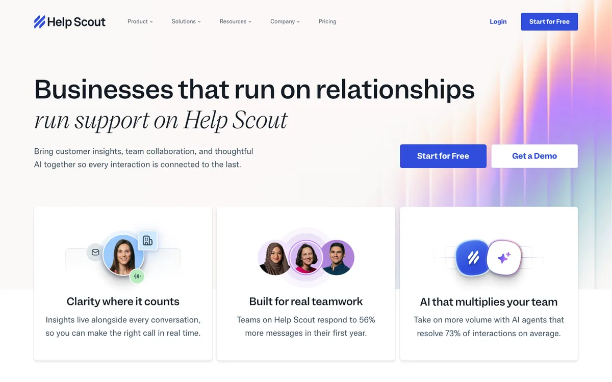 Help Scout AI landing page screenshot