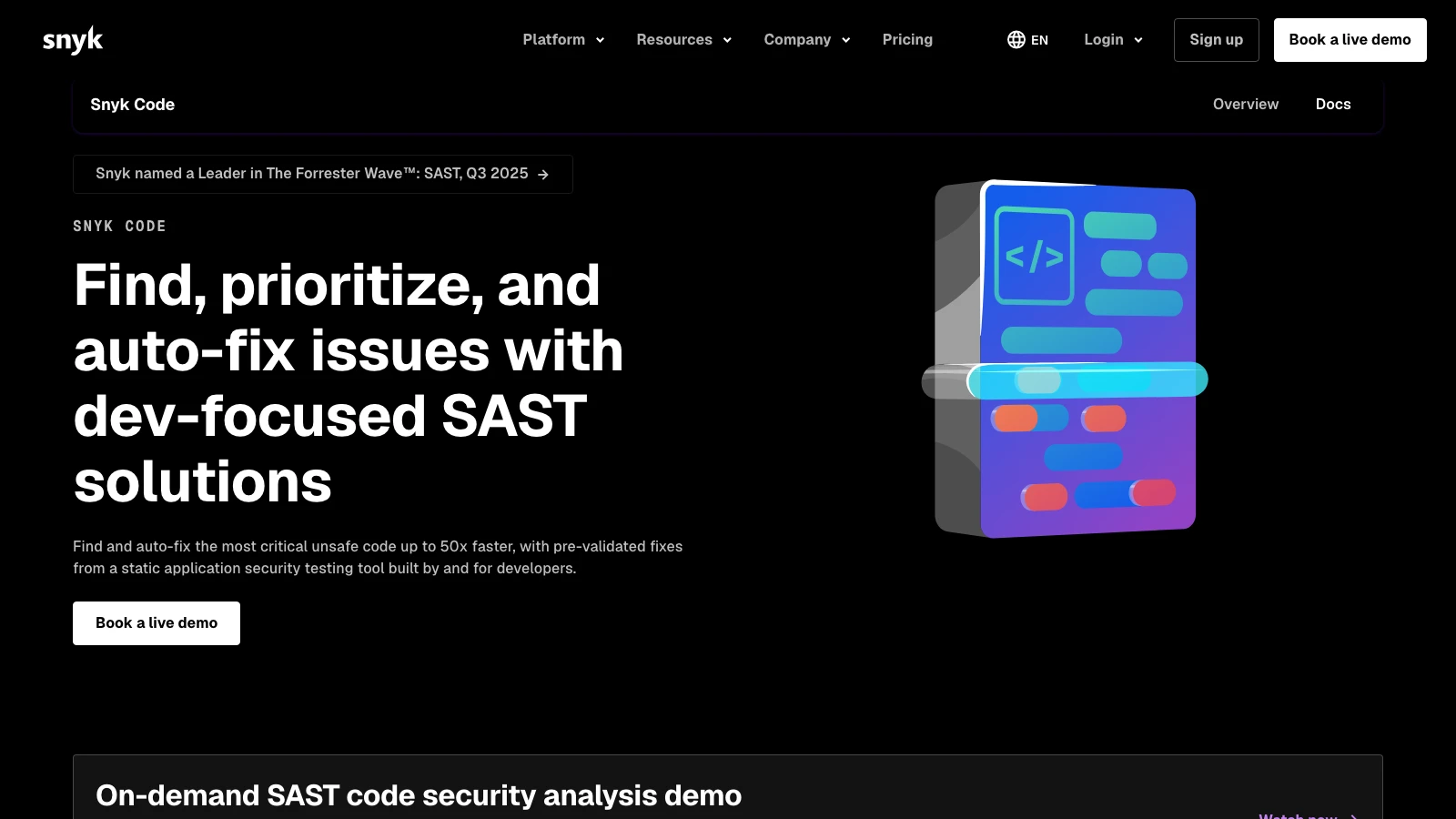 Snyk Code product page