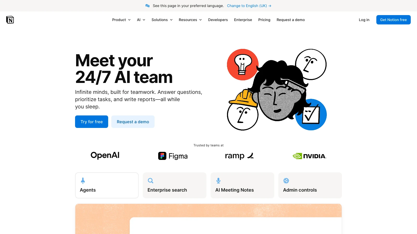 Notion AI product page