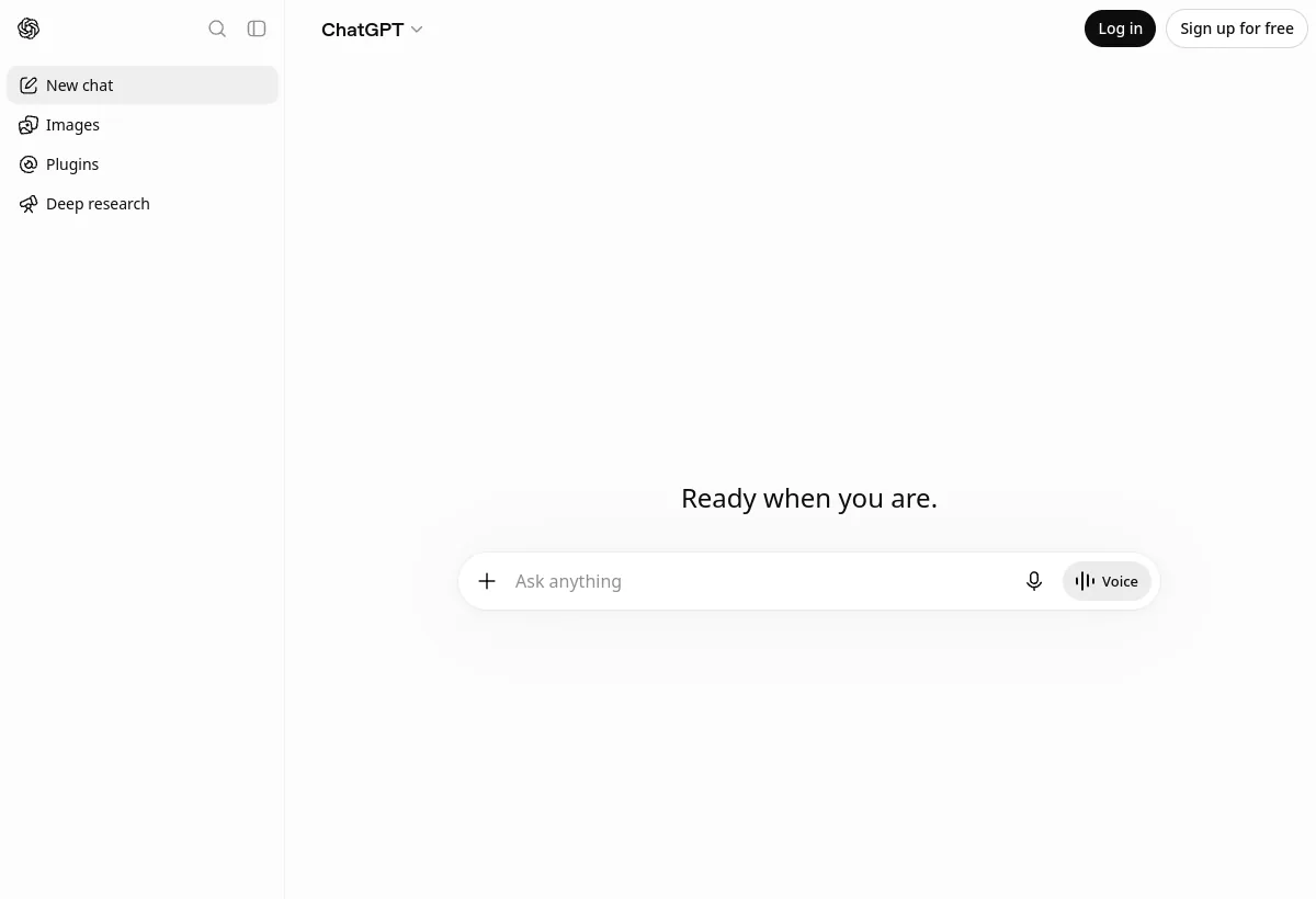Official ChatGPT landing page screenshot