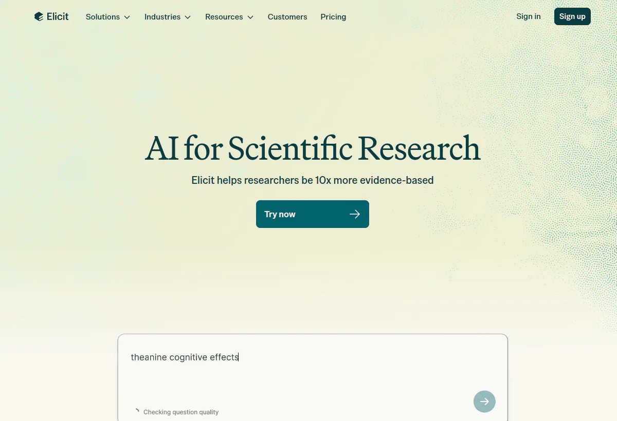 Official Elicit landing page screenshot