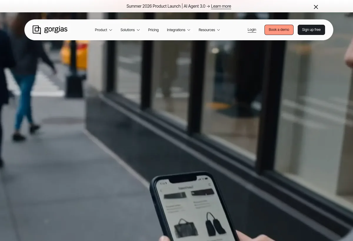 Official Gorgias landing page screenshot
