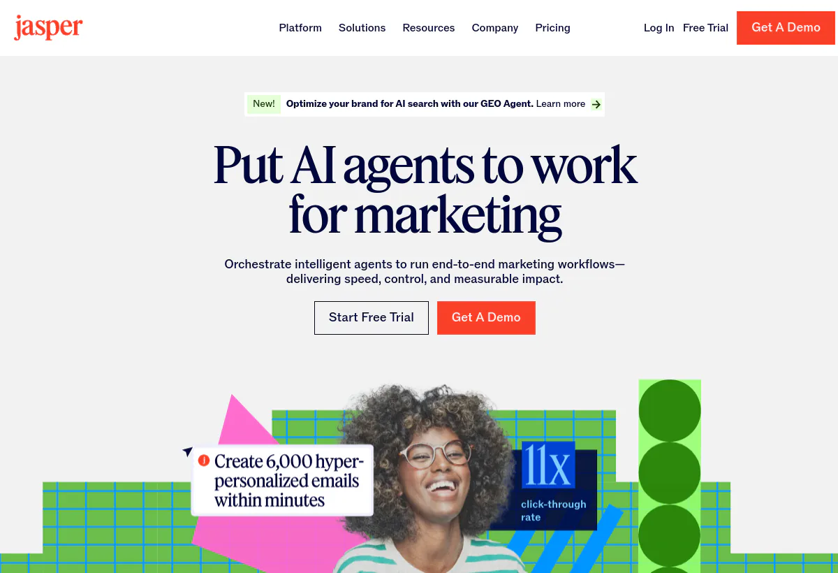 Official Jasper landing page screenshot