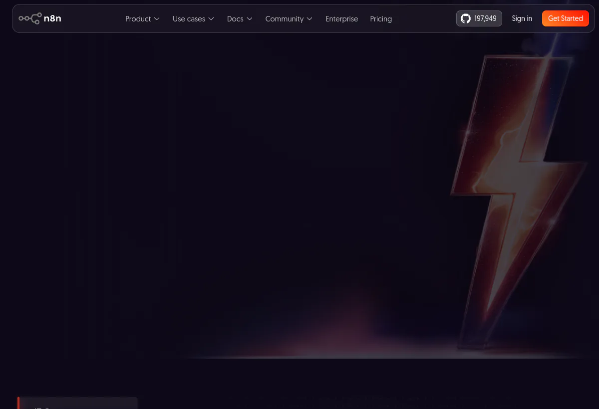 Official n8n landing page screenshot