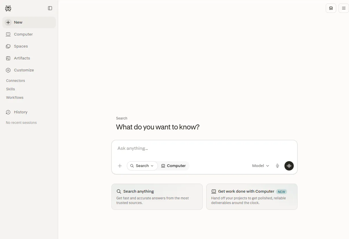 Official Perplexity landing page screenshot