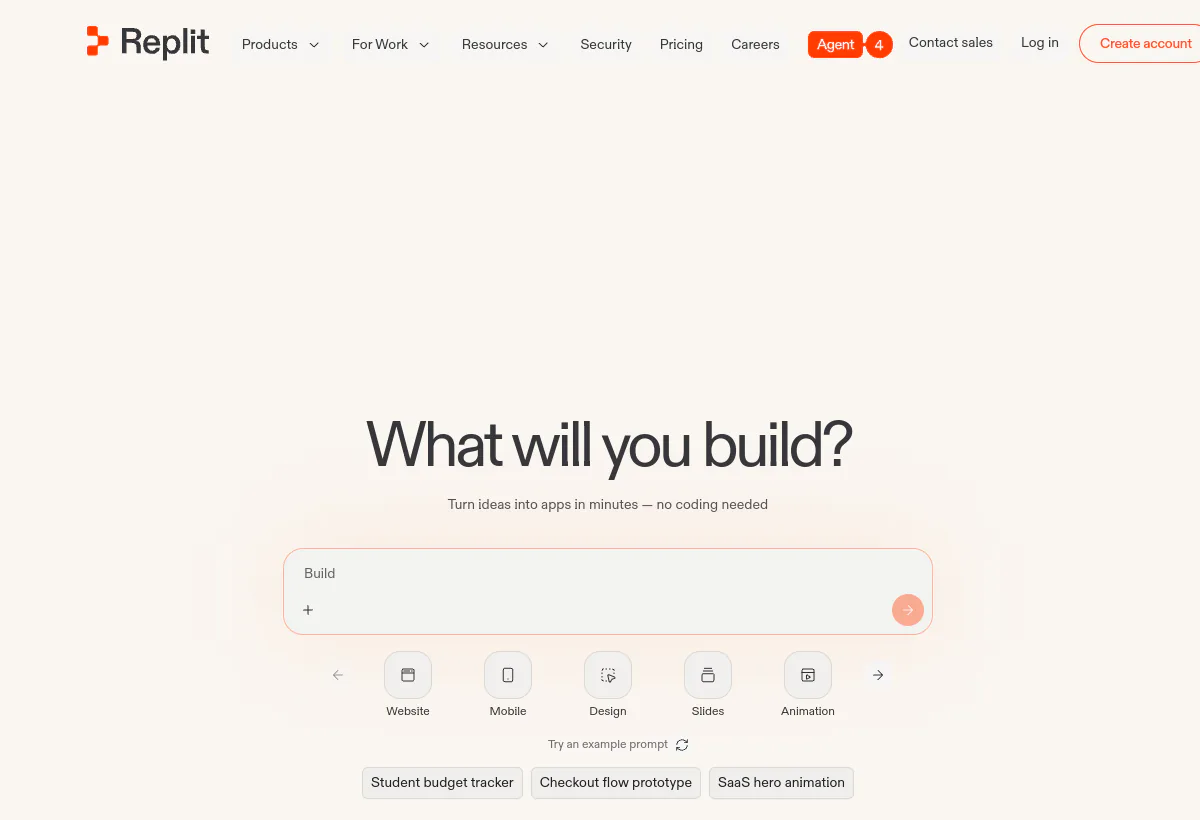 Official Replit landing page screenshot