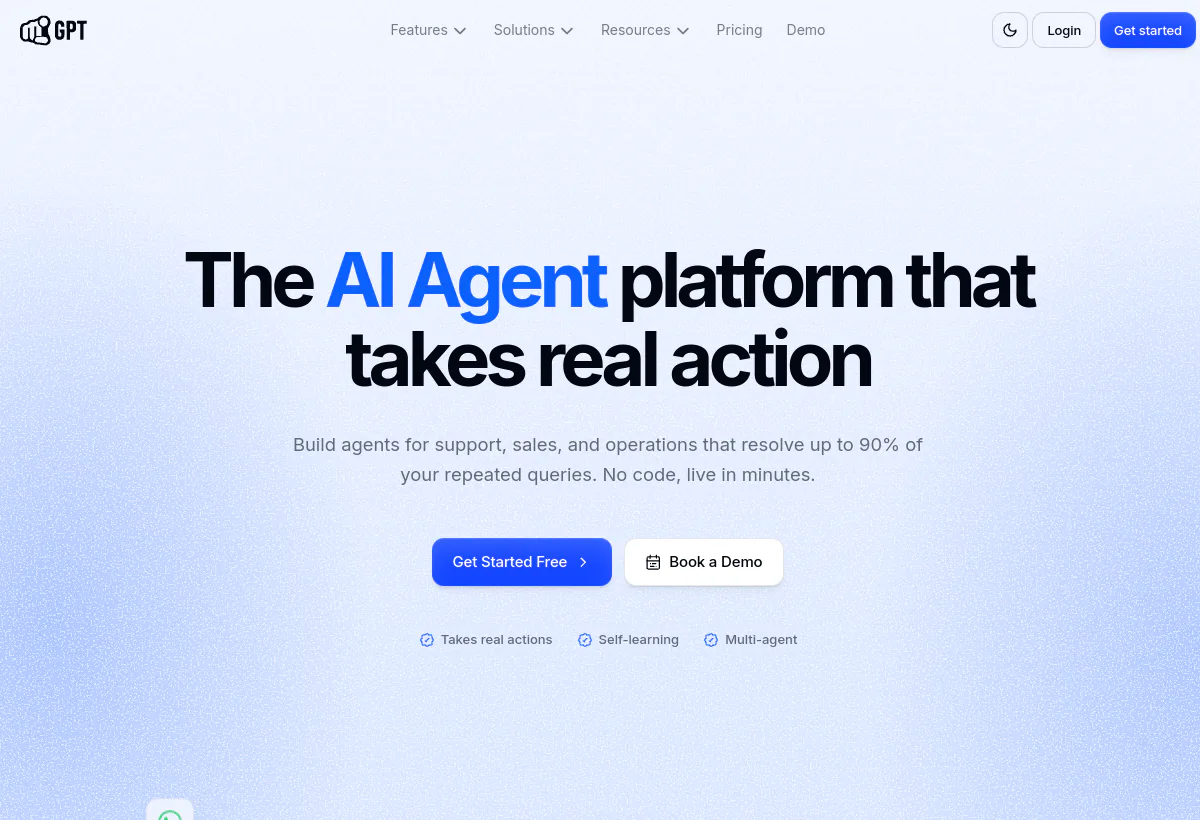 Official YourGPT landing page screenshot