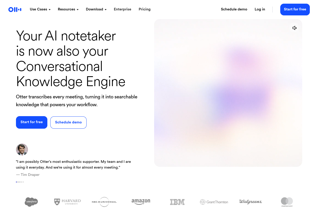 Official Otter.ai product page captured for this review